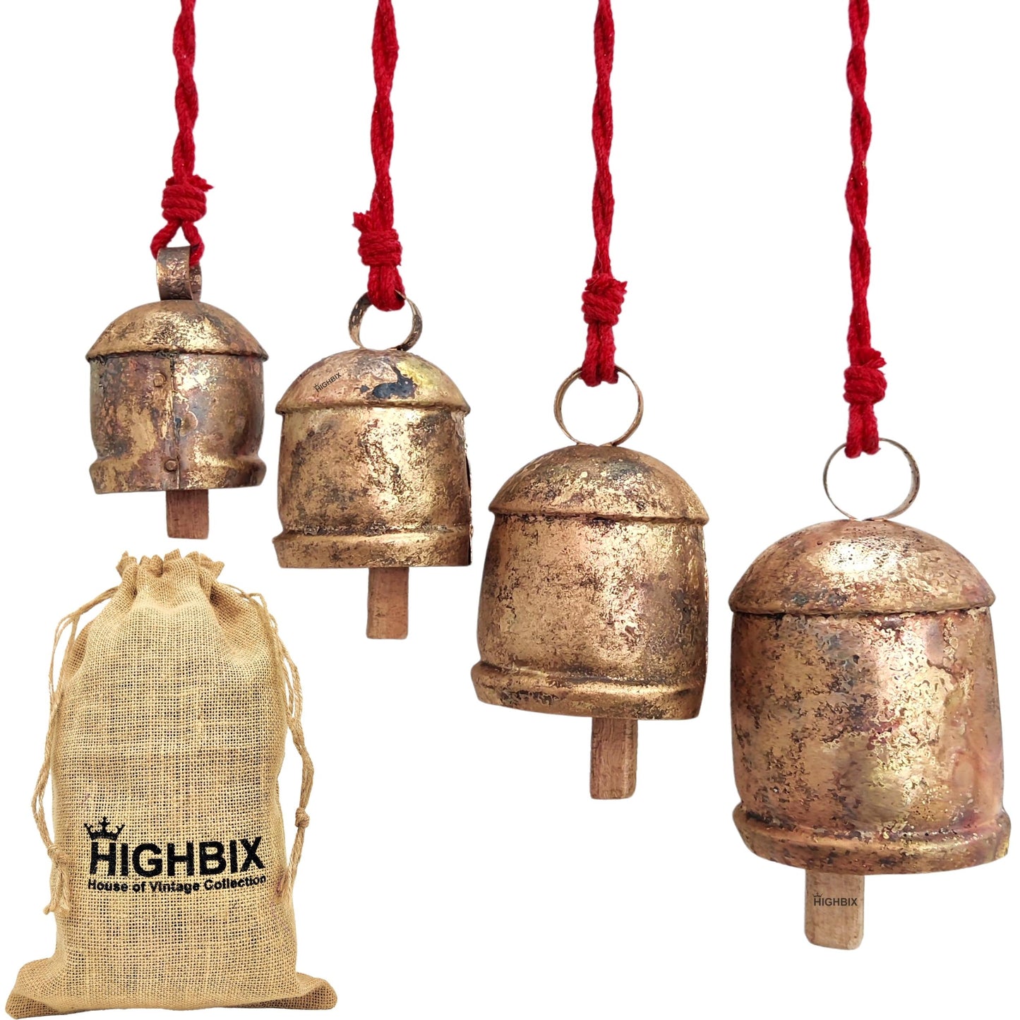 Set of 4 Country Rustic Harmony Cow Bells