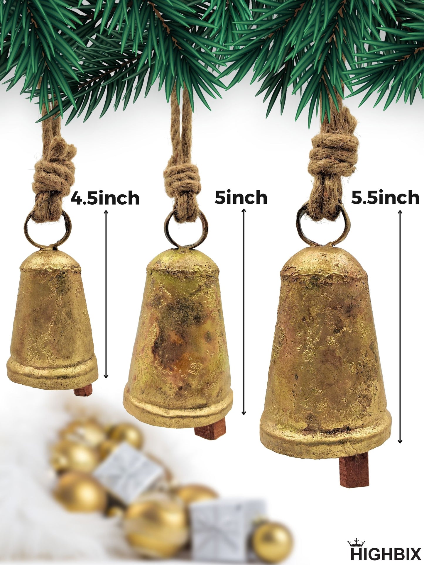 Set of 3 Rustic Harmony Conical Cow Bells
