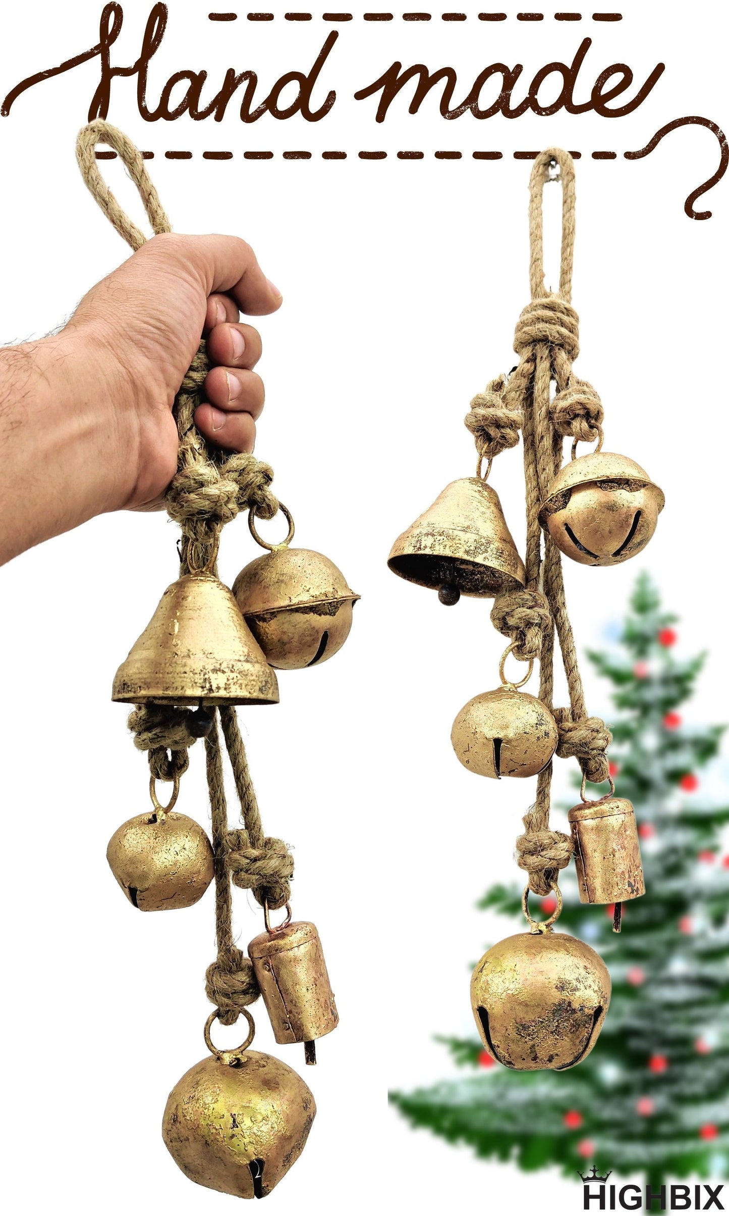 Rustic Harmony Metal Jingle Bells & Cow Bells Cluster