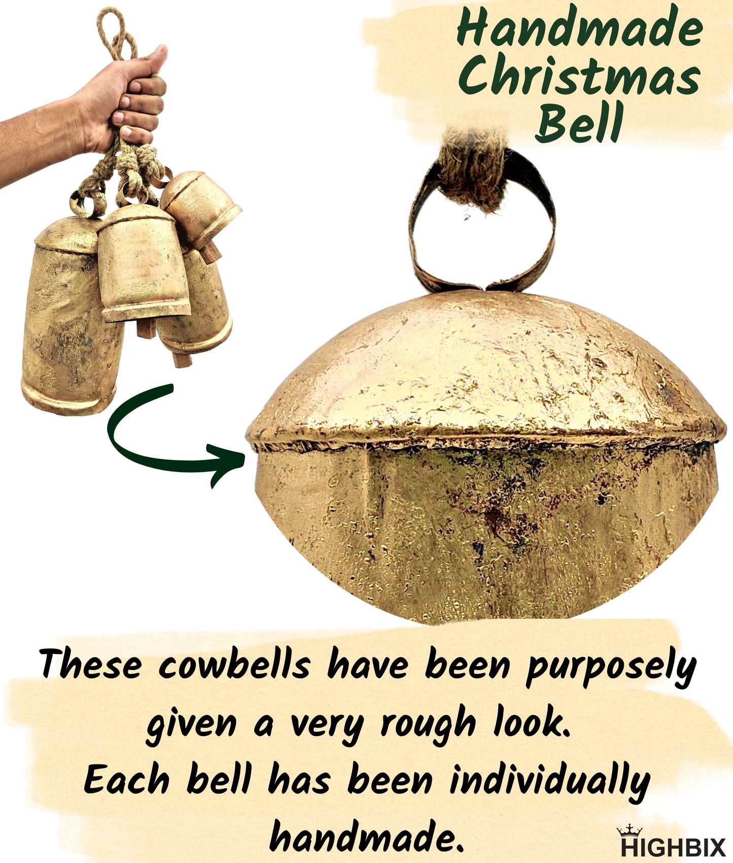 Set of 3 Large Rustic Harmony Cow Bells