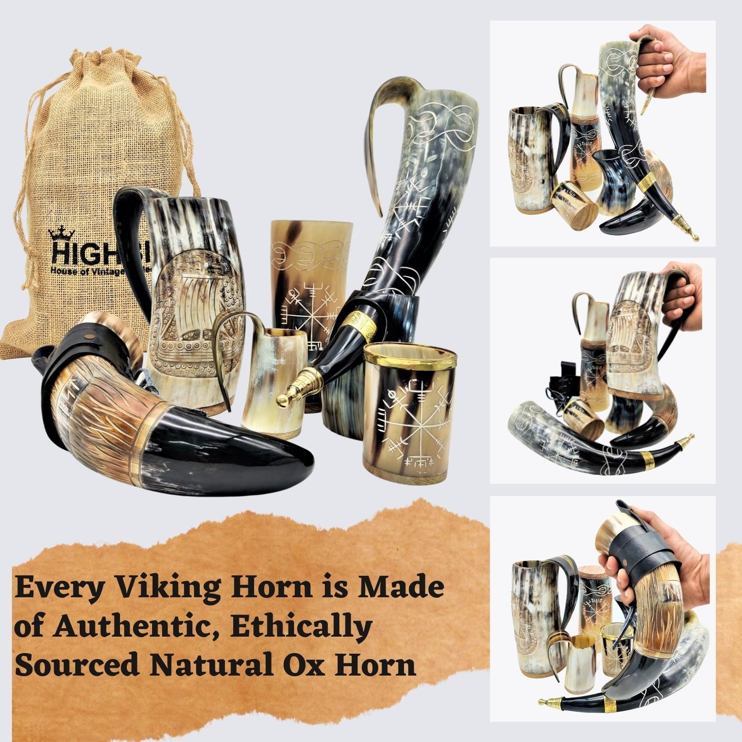 Royal Vikings Drinking Horn Combo Set