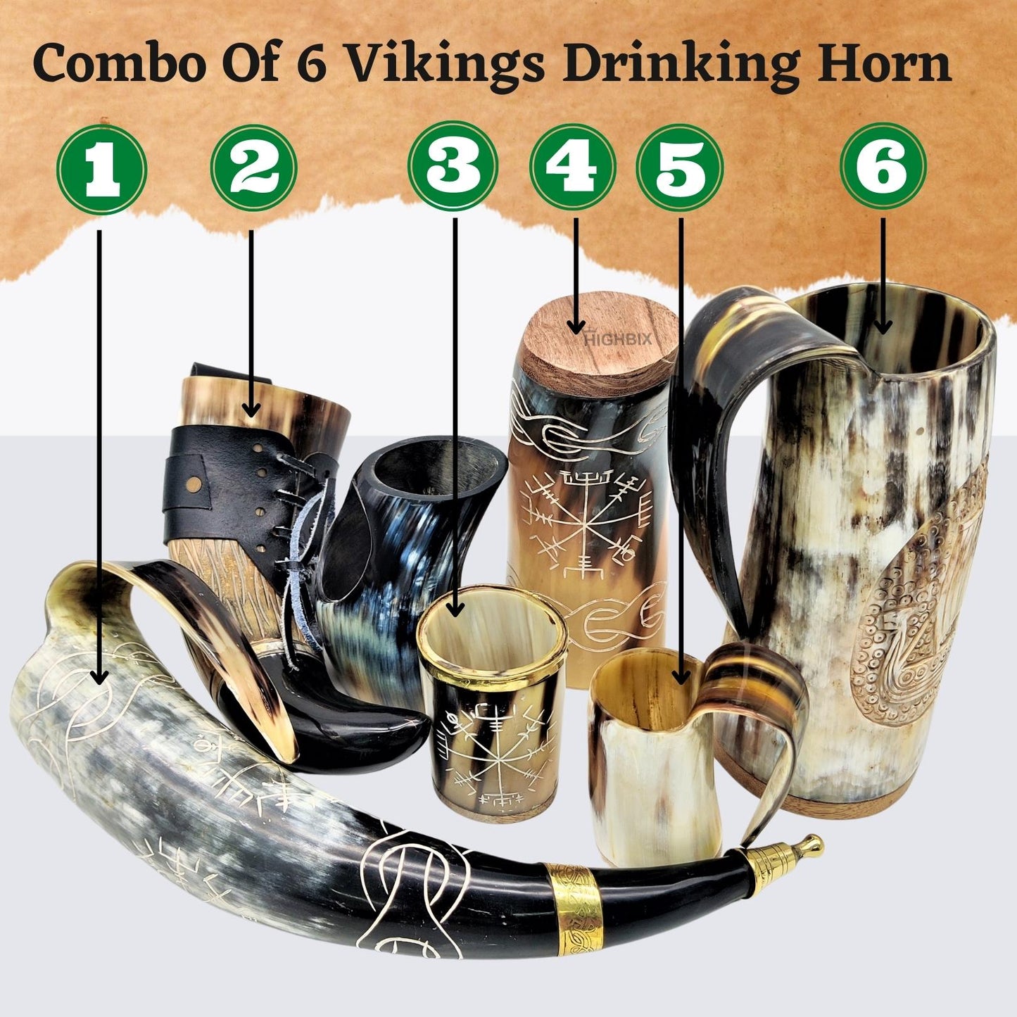 Royal Vikings Drinking Horn Combo Set